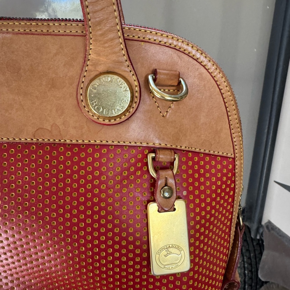 Dooney & Bourke Red and Brown Satchel - Picture 5 of 7